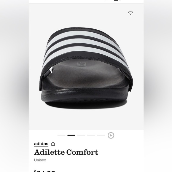 NWT in box Adidas Black and White Striped Slides. Unisex mens 9/womens 10. - Picture 2 of 5